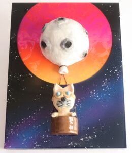 Cat in balloon flying through space